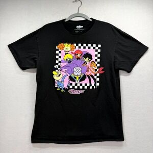 Powerpuff Girls T-Shirt Mens Large Black Check Cartoon Network Isaac Morris